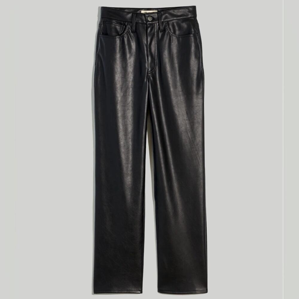 nwt Madewell The Perfect Vintage Straight leg Faux Leather Pants size 28 Black - Picture 3 of 12